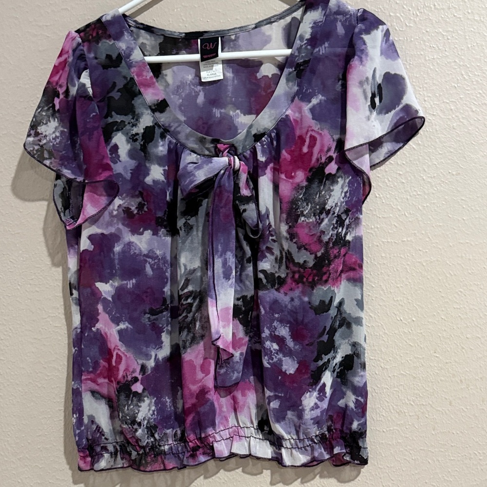 Wrapper Purple and Pink Floral Blouse - XL